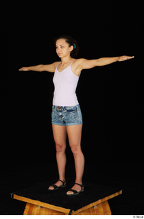  Shrima black sandals dressed jeans shorts pink top standing t-pose whole body 0002.jpg